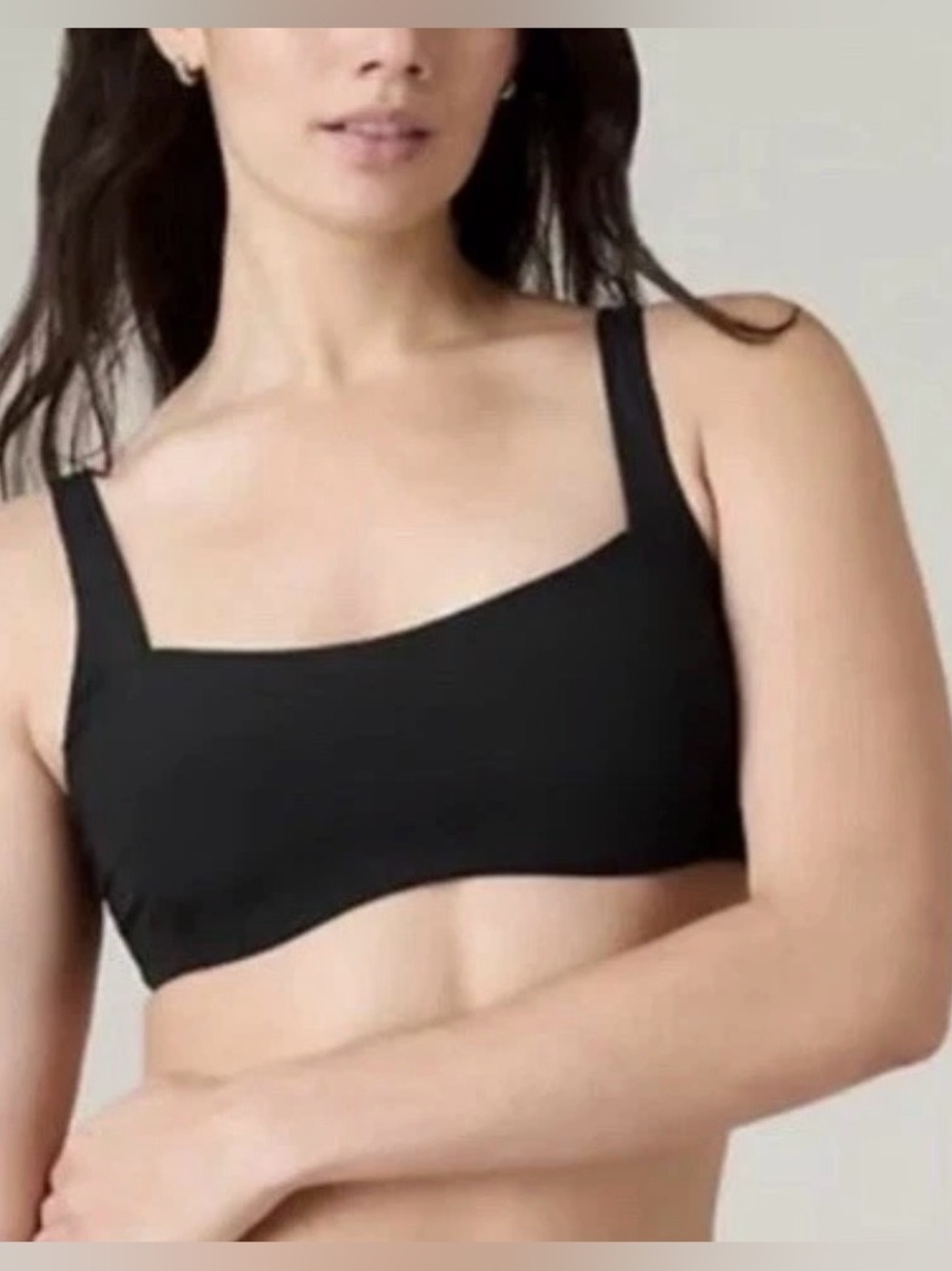 Athleta Black Bra Cup Square-Neck Bikini Top 32B/C NEW